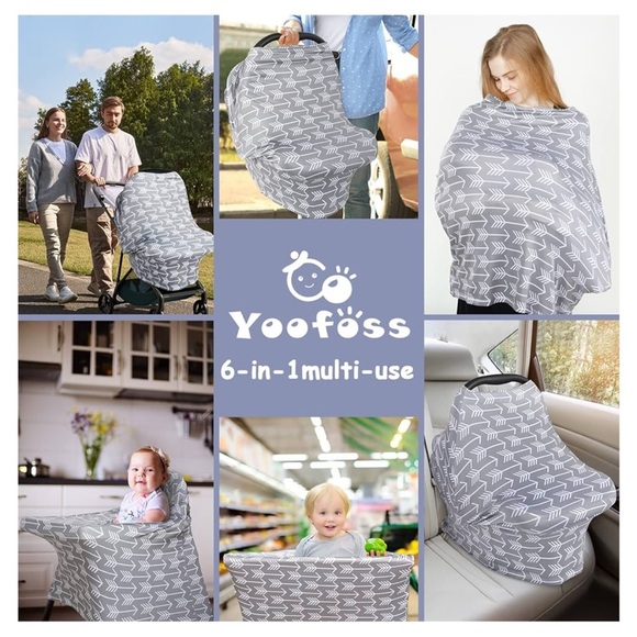 Gray and White Arrow Print Car Seat and breastfeeding cover - Picture 2 of 6